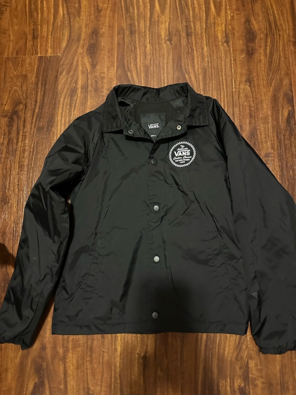 Vans Black Coach Jacket with White Logo Patch